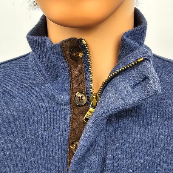 Polo Ralph Lauren 1/4 Quarter Zip AND Button Mockneck Sweater M Blue Red Pony - Picture 7 of 15